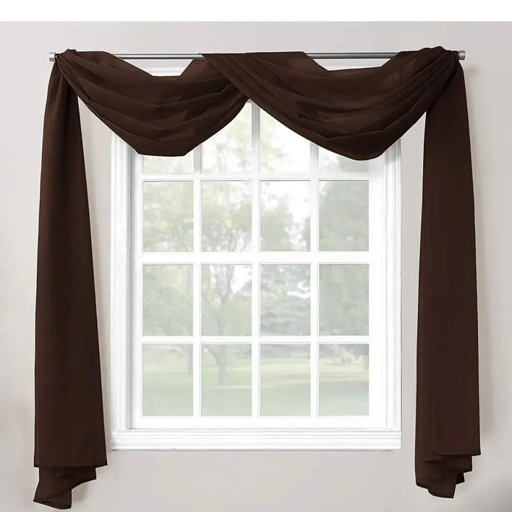 Sheer Scarf  Valance Dark Brown Curtain 58